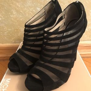 Michael Kors suede open toe mesh booties size 8M